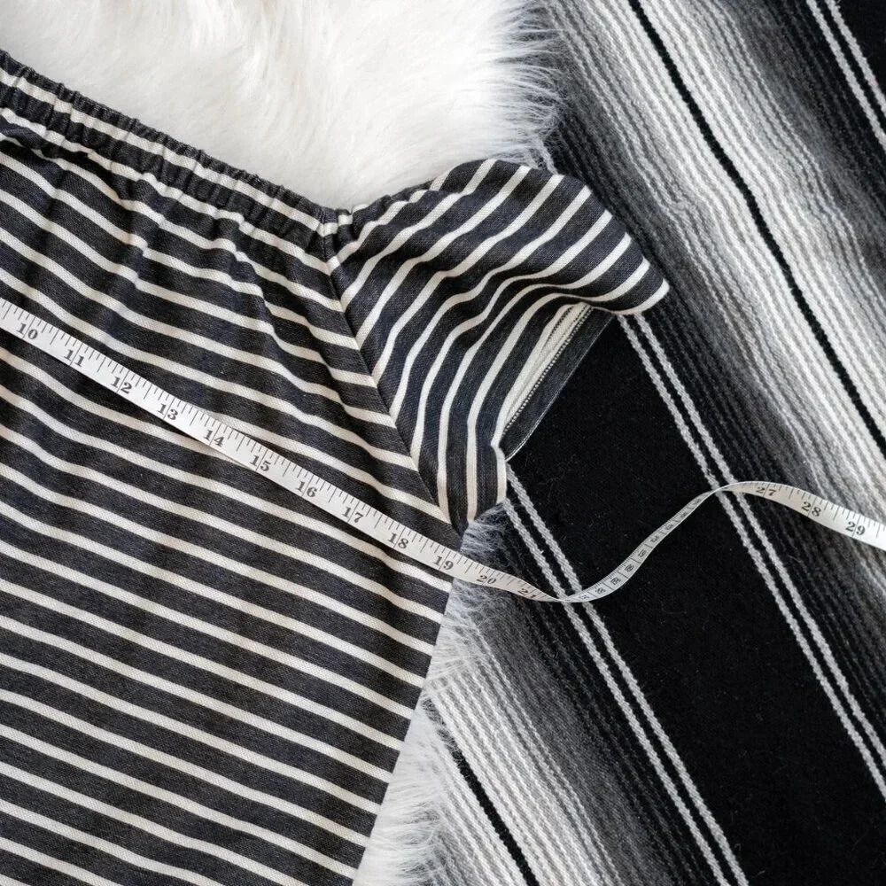 MADEWELL MELODY DRESS Sz Medium BLACK WHITE STRIPE SHORT SLEEVE OFF SHOULDER - Picture 6 of 8